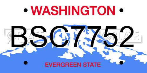 BSC7752 Washington License Plate