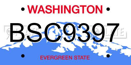 BSC9397 Washington License Plate
