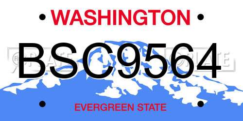 BSC9564 Washington License Plate