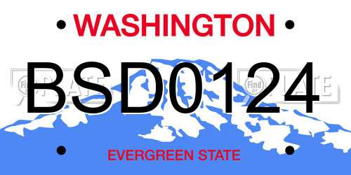 BSD0124 Washington License Plate