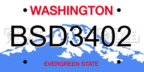 BSD3402 Washington License Plate