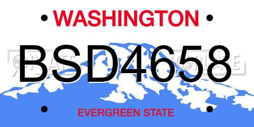 BSD4658 Washington License Plate