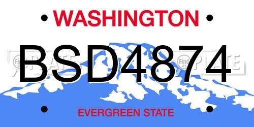 BSD4874 Washington License Plate