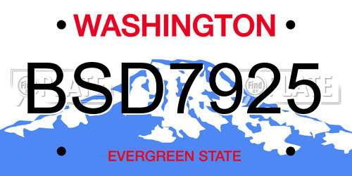 BSD7925 Washington License Plate