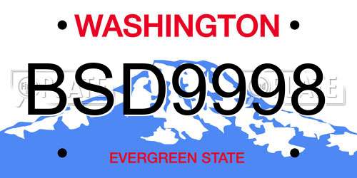 BSD9998 Washington License Plate