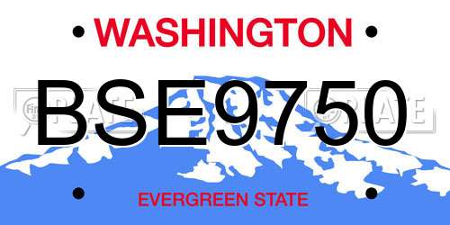 BSE9750 Washington License Plate