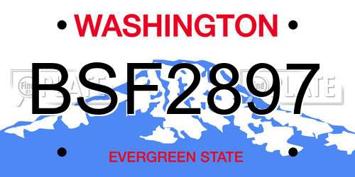 BSF2897 Washington License Plate