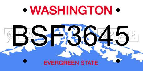 BSF3645 Washington License Plate