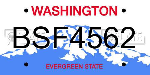 BSF4562 Washington License Plate