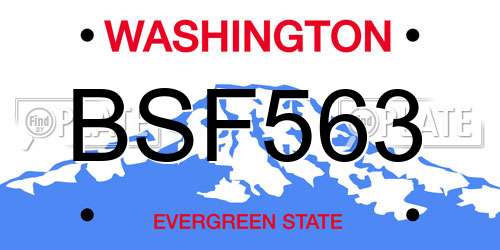 BSF563 Washington License Plate