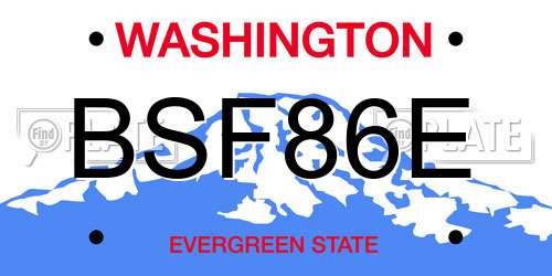 BSF86E Washington License Plate