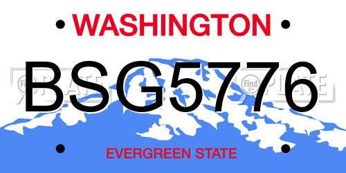 BSG5776 Washington License Plate