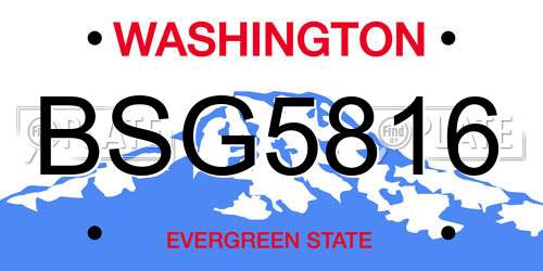 BSG5816 Washington License Plate