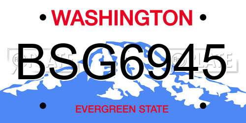BSG6945 Washington License Plate