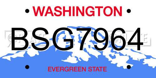 BSG7964 Washington License Plate