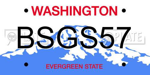 BSGS57 Washington License Plate