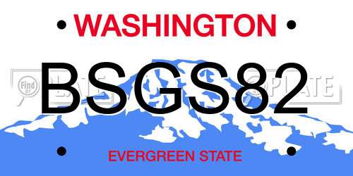 BSGS82 Washington License Plate