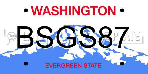 BSGS87 Washington License Plate