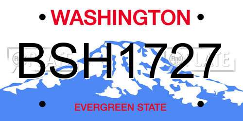 BSH1727 Washington License Plate