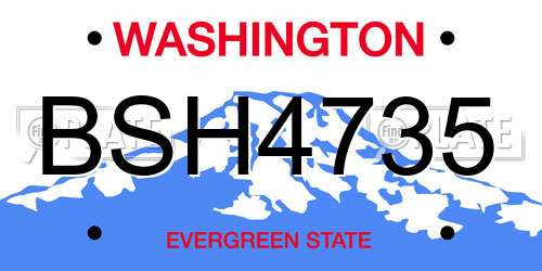 BSH4735 Washington License Plate