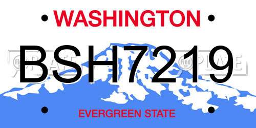 BSH7219 Washington License Plate