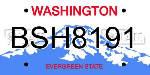 BSH8191 Washington License Plate