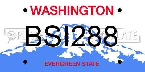 BSI288 Washington License Plate