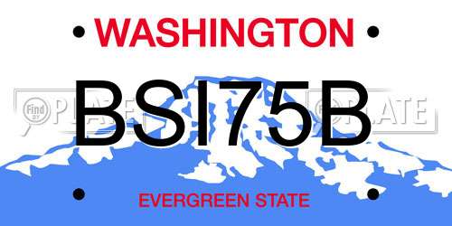 BSI75B Washington License Plate
