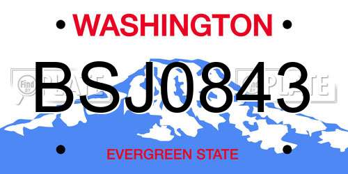 BSJ0843 Washington License Plate