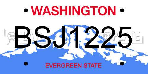 BSJ1225 Washington License Plate