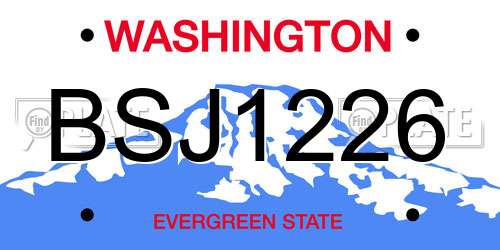 BSJ1226 Washington License Plate