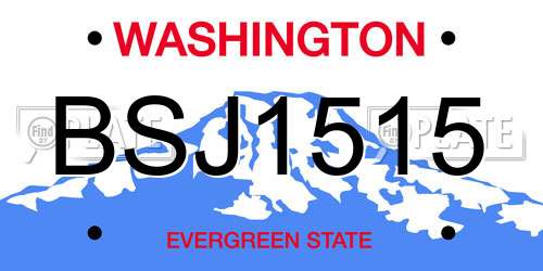 BSJ1515 Washington License Plate