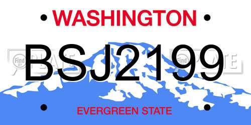 BSJ2199 Washington License Plate