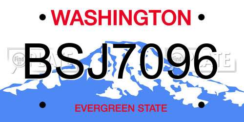 BSJ7096 Washington License Plate