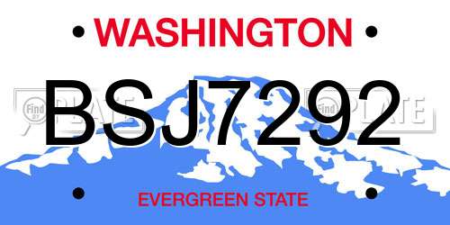 BSJ7292 Washington License Plate