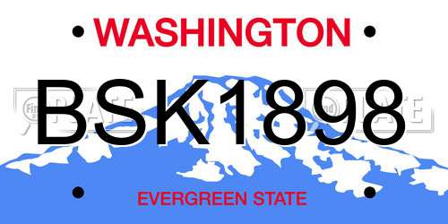 BSK1898 Washington License Plate