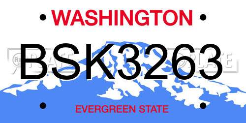 BSK3263 Washington License Plate