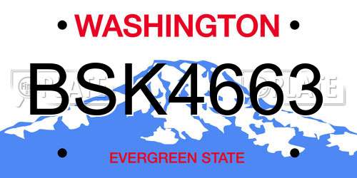 BSK4663 Washington License Plate