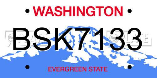 BSK7133 Washington License Plate