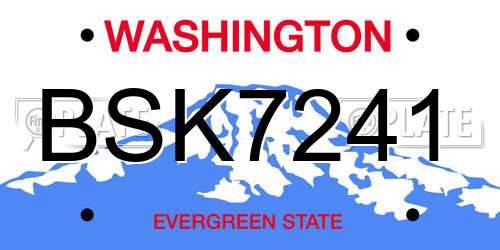 BSK7241 Washington License Plate