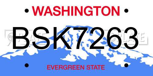 BSK7263 Washington License Plate