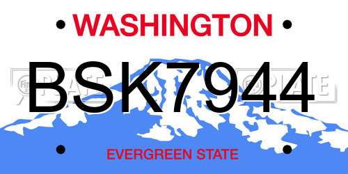BSK7944 Washington License Plate