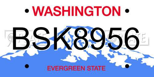 BSK8956 Washington License Plate