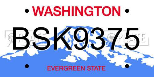 BSK9375 Washington License Plate