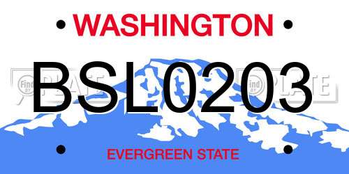 BSL0203 Washington License Plate