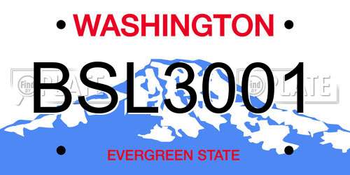 BSL3001 Washington License Plate