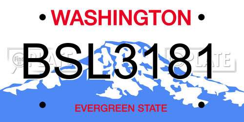 BSL3181 Washington License Plate