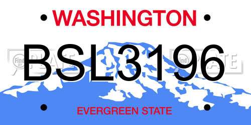 BSL3196 Washington License Plate