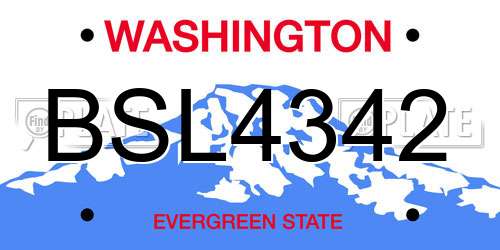 BSL4342 Washington License Plate