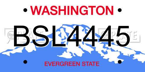 BSL4445 Washington License Plate